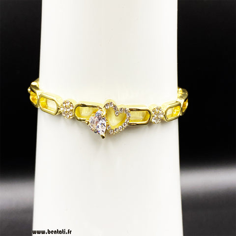 Heart Bangle With Crystal Stones