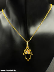 Hand pendant necklace of Fatima Hamsa eye beads