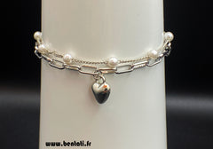 Chain set bracelet with pearls
