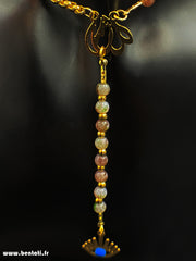 Necklace with pearls and devil's eye pendants