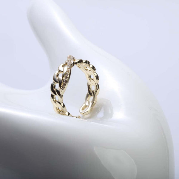 Cable Chain Ring With Crystal