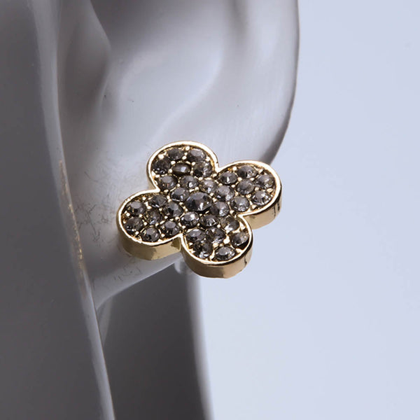 Flower Earrings With Crystal