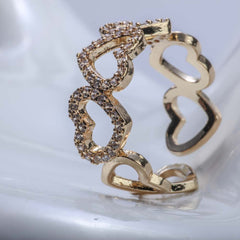 Golden multi pave heart ring for women's accessories by Bentati Fashion