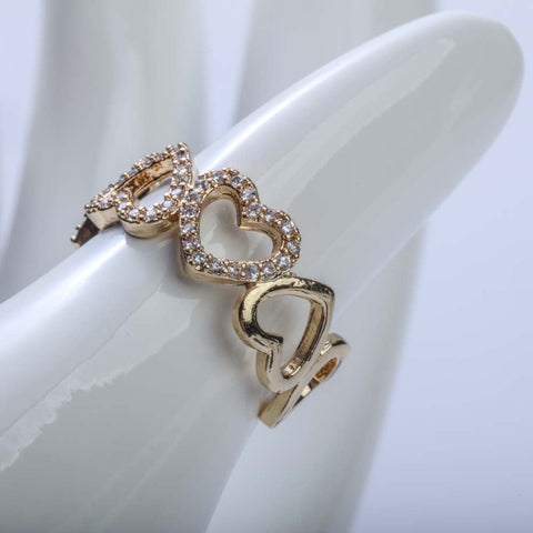 Golden multi pave heart ring for women's accessories by Bentati Fashion