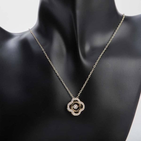 Golden Pendant Necklace With Crystal