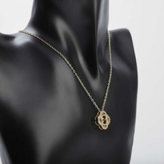 Golden pendant necklace with crystal stones for women's accessories by Bentati Fashion Dubai
