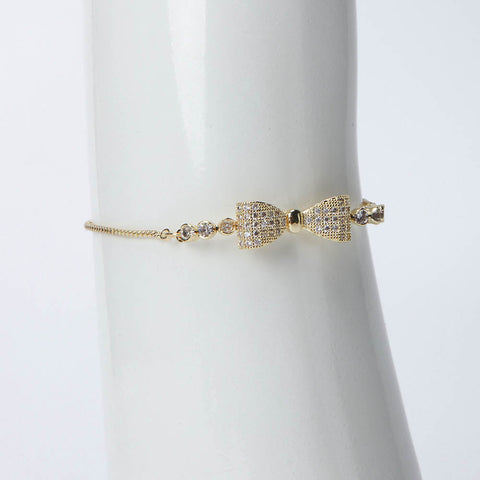 Golden ribbon bracelet with crystal stones for women's accessories by Bentati Fashion Dubai