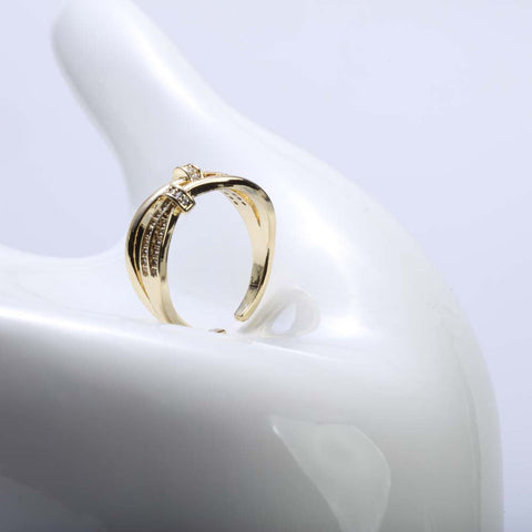 Two layer golden ring with crystal stones for women's accessories by Bentati Fashion Dubai