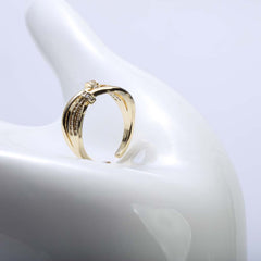Two layer golden ring with crystal stones for women's accessories by Bentati Fashion Dubai