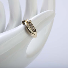 Two layer golden ring with crystal stones for women's accessories by Bentati Fashion Dubai