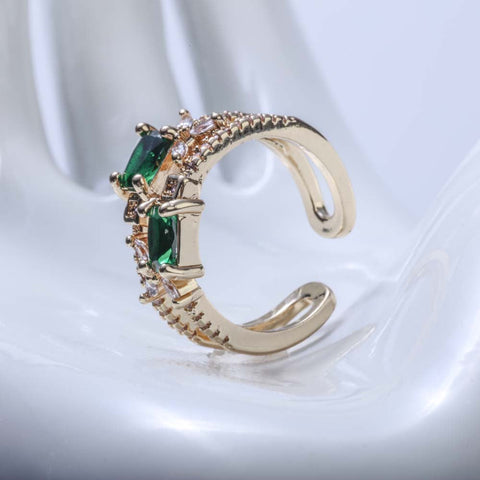 Golden ring with zircon stones for women's accessories by Bentati Fashion Dubai