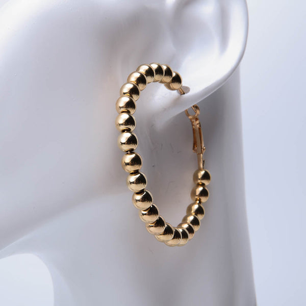 Golden Round Shaped Beaded Earrings