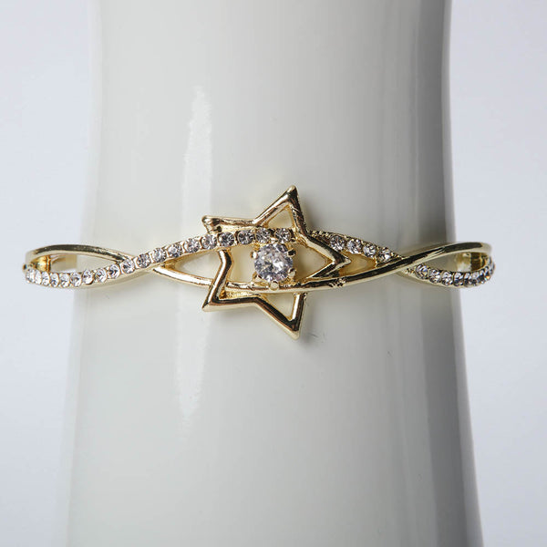 Golden Star Bangle With Crystal