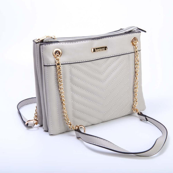 Chain Shoulder Three Compartment Bag
