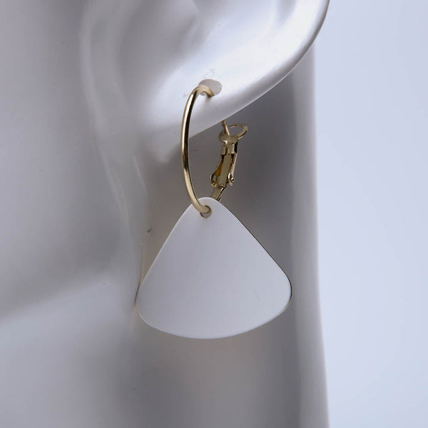 Plain Golden & White Coloured Earrings