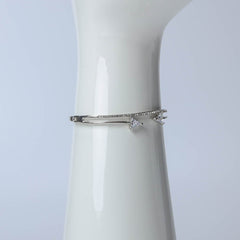 Silver two layer bangle with crystal arrow for women's accessories by Bentati Fashion Dubai