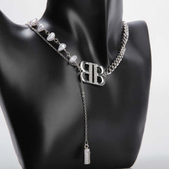 Silver chain necklace with pearl for women's accessories by Bentati Fashion Dubai