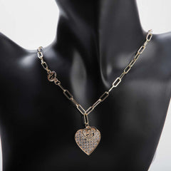 Silver heart pendant chain necklace for women's accessories by Bentati Fashion Dubai