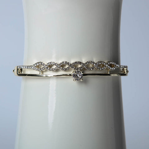 Silver infinity bangle with crystal stones for women's accessories by Bentati Fashion Dubai