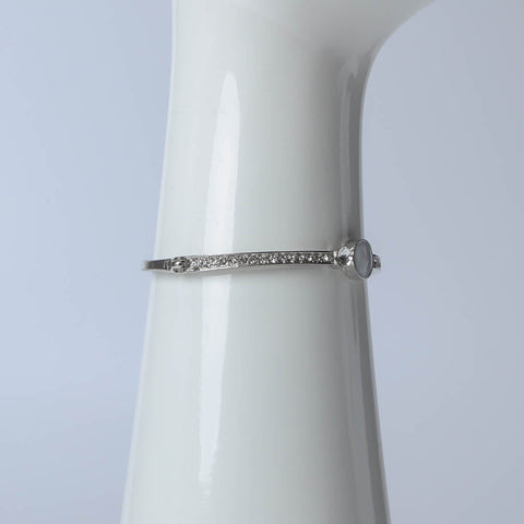 Silver pearl bangle with crystal stones for women's accessories by Bentati Fashion Dubai