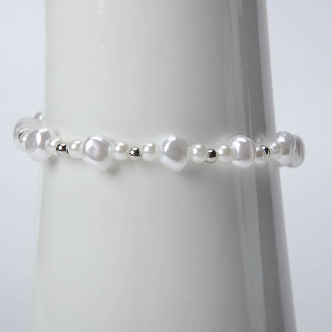 Silver pearl chain bracelet for women's accessories by Bentati Fashion Dubai