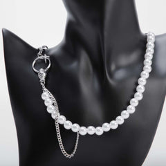Silver pearl chain necklace for women's accessories by Bentati Fashion Dubai