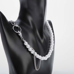 Silver pearl chain necklace for women's accessories by Bentati Fashion Dubai