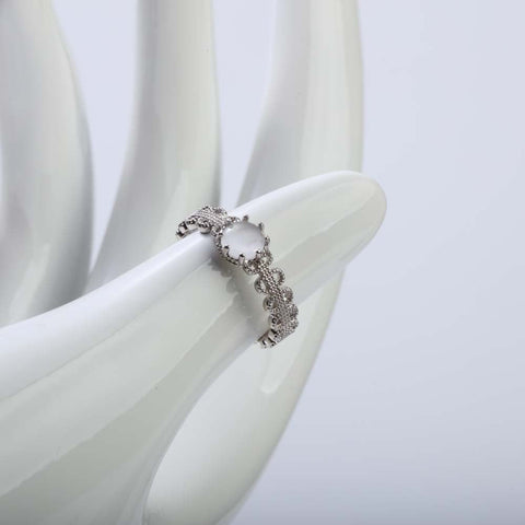 Silver white pearl and crystal stone ring for women's accessories by Bentati Fashion Dubai