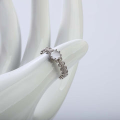 Silver white pearl and crystal stone ring for women's accessories by Bentati Fashion Dubai