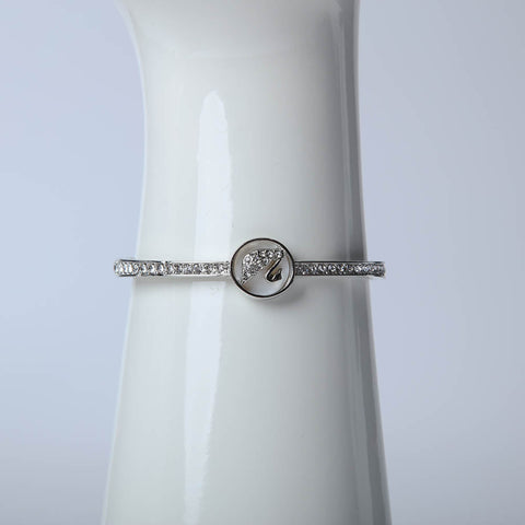 Silver swan bangle with crystal stones for women's accessories by Bentati Fashion Dubai