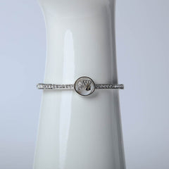 Silver swan bangle with crystal stones for women's accessories by Bentati Fashion Dubai