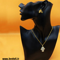 necklace and earring With Hamsa Hand